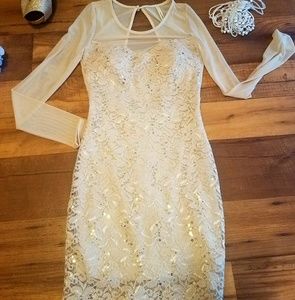 Cream sheer sequin dress